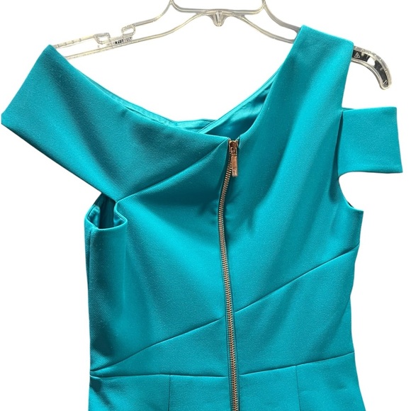 Ted Baker Yandal Asymmetric Bodycon Knee Length Dress Teal Green color size 1 - Picture 12 of 12